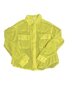 Cotton Candy Neon Yellow Sheer Button-Down Shirt